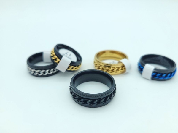 Edelstahl Ringe mit Gliederkette
